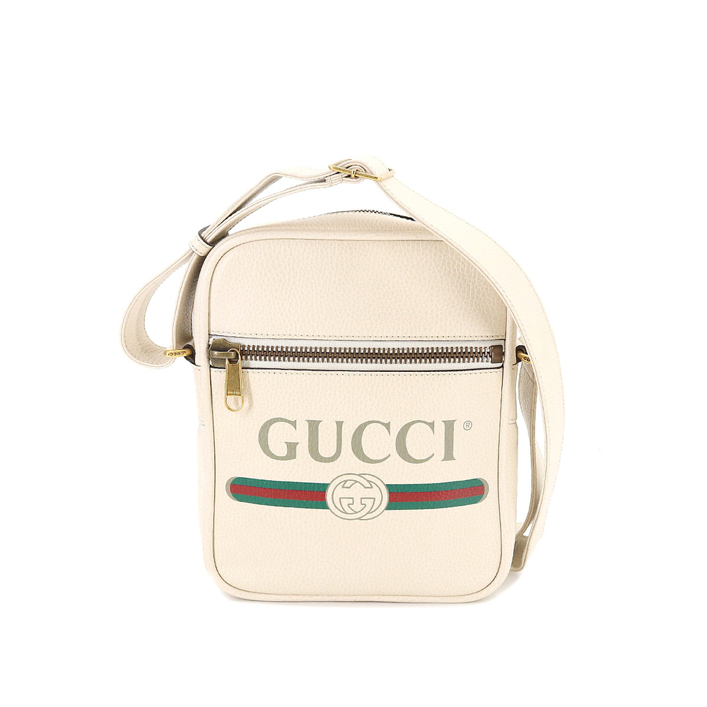 Gucci Shoulder Bag Leather Ivory Gold Hardware White